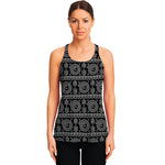 Black And White Warli Tribal Print Women's Racerback Tank Top