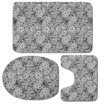 Black And White Western Flower Print 3 Piece Bath Mat Set