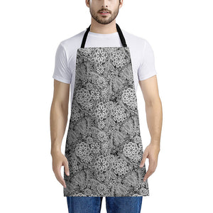 Black And White Western Flower Print Apron