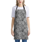 Black And White Western Flower Print Apron