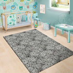 Black And White Western Flower Print Area Rug