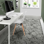 Black And White Western Flower Print Area Rug