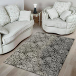 Black And White Western Flower Print Area Rug