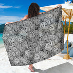 Black And White Western Flower Print Beach Sarong Wrap