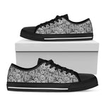 Black And White Western Flower Print Black Low Top Shoes