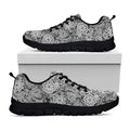 Black And White Western Flower Print Black Running Shoes