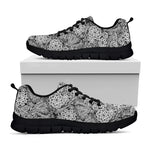 Black And White Western Flower Print Black Sneakers