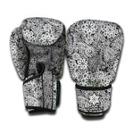 Black And White Western Flower Print Boxing Gloves
