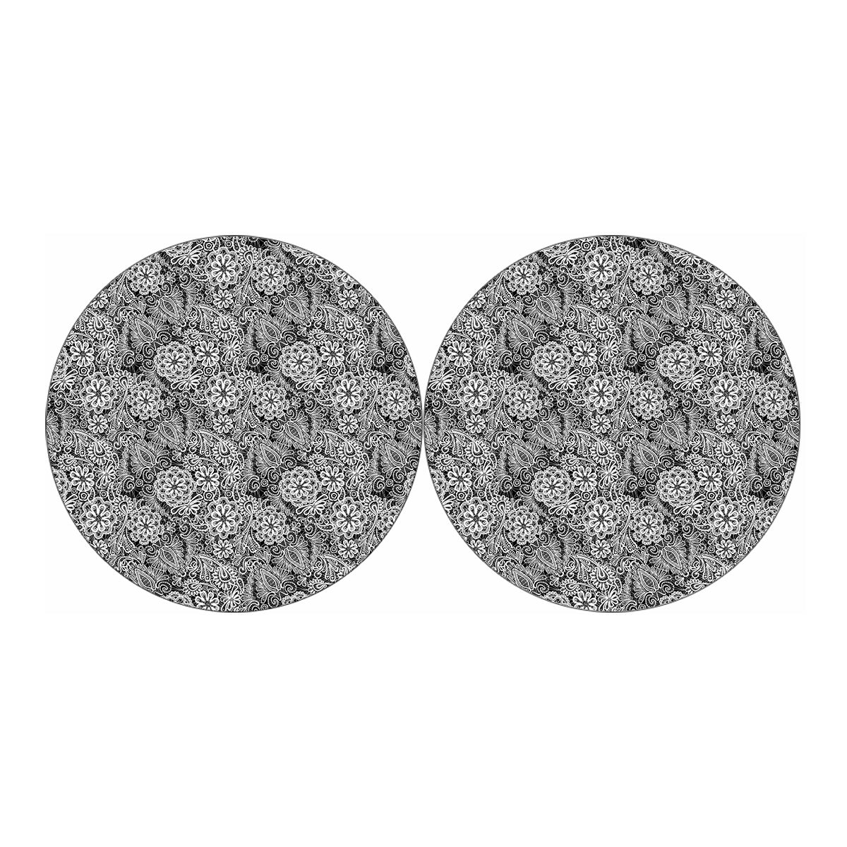 Black And White Western Flower Print Car Coasters