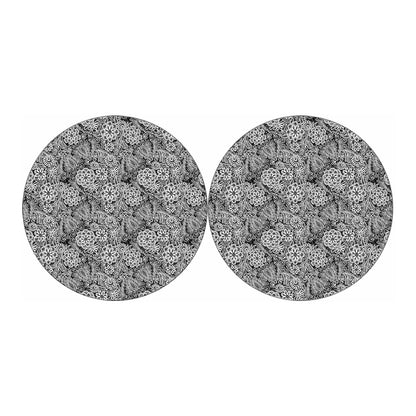 Black And White Western Flower Print Car Coasters