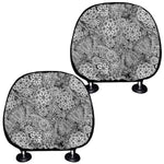 Black And White Western Flower Print Car Headrest Covers