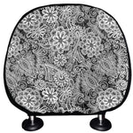 Black And White Western Flower Print Car Headrest Covers