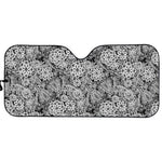 Black And White Western Flower Print Car Sun Shade