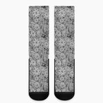 Black And White Western Flower Print Crew Socks