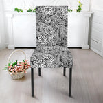 Black And White Western Flower Print Dining Chair Slipcover