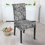 Black And White Western Flower Print Dining Chair Slipcover