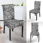 Black And White Western Flower Print Dining Chair Slipcover
