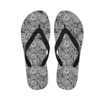 Black And White Western Flower Print Flip Flops
