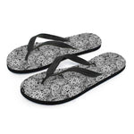 Black And White Western Flower Print Flip Flops