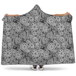 Black And White Western Flower Print Hooded Blanket