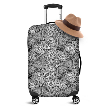 Black And White Western Flower Print Luggage Cover