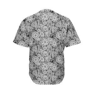 Black And White Western Flower Print Men's Baseball Jersey