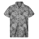 Black And White Western Flower Print Men's Short Sleeve Shirt
