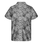 Black And White Western Flower Print Men's Short Sleeve Shirt