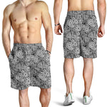 Black And White Western Flower Print Men's Shorts