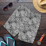 Black And White Western Flower Print Men's Shorts