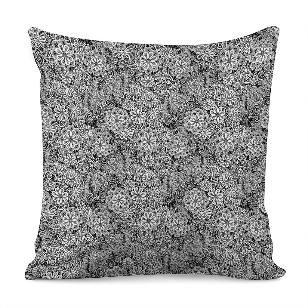 Black And White Western Flower Print Pillow Cover