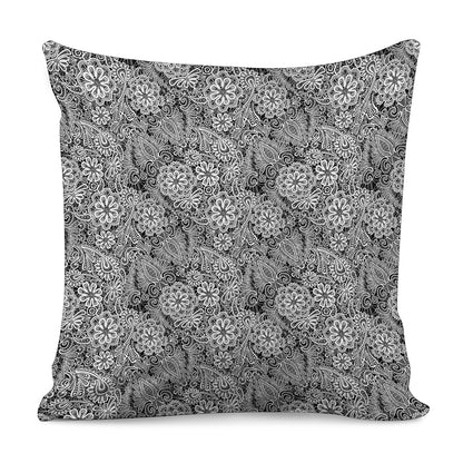Black And White Western Flower Print Pillow Cover