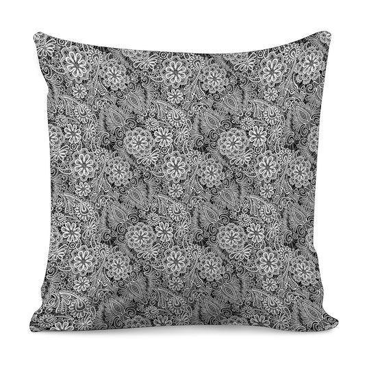 Black And White Western Flower Print Pillow Cover