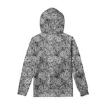 Black And White Western Flower Print Pullover Hoodie