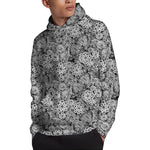 Black And White Western Flower Print Pullover Hoodie