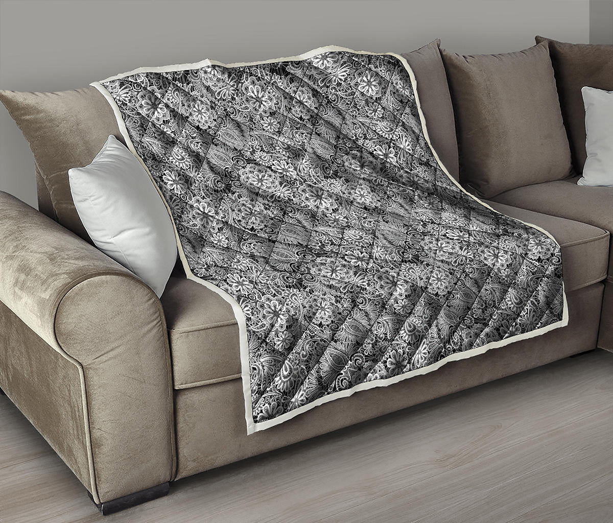 Black And White Western Flower Print Quilt