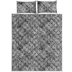 Black And White Western Flower Print Quilt Bed Set