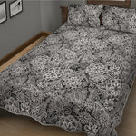 Black And White Western Flower Print Quilt Bed Set