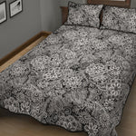 Black And White Western Flower Print Quilt Bed Set