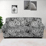 Black And White Western Flower Print Sofa Cover