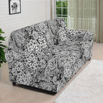 Black And White Western Flower Print Sofa Cover