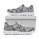 Black And White Western Flower Print White Sneakers