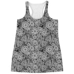 Black And White Western Flower Print Women's Racerback Tank Top