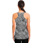 Black And White Western Flower Print Women's Racerback Tank Top