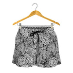 Black And White Western Flower Print Women's Shorts
