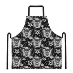 Black And White Wicca Devil Skull Print Apron