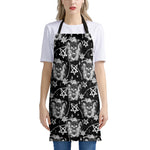 Black And White Wicca Devil Skull Print Apron