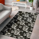 Black And White Wicca Devil Skull Print Area Rug