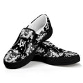 Black And White Wicca Devil Skull Print Black Slip On Sneakers