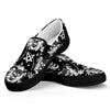 Black And White Wicca Devil Skull Print Black Slip On Shoes